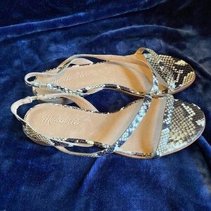 Madewell Snake embossed Heidi leather strappy sandals 7.5